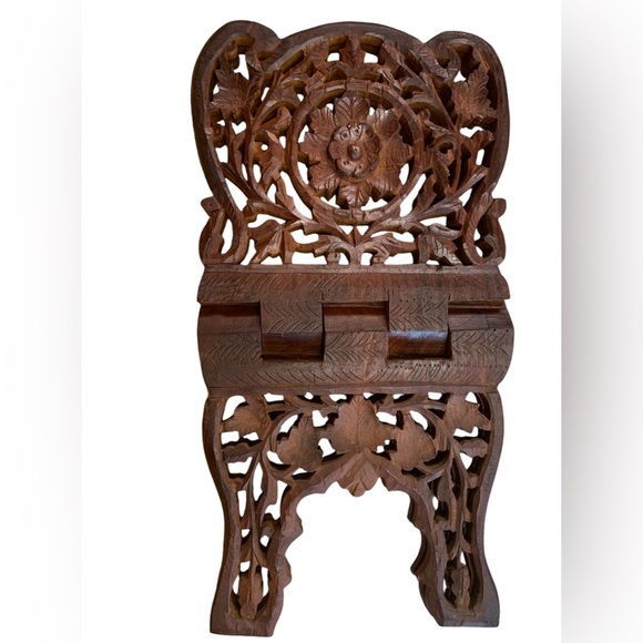 FINAL PRICE! “Rare” Vintage Carved Solid Wood Bible/Book Holder, - Picture 9 of 11